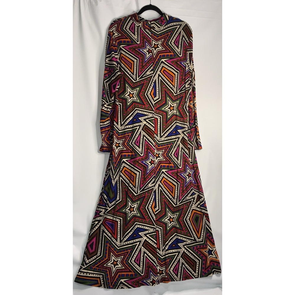 Farm Rio Mystic Trip Jersey Dress Multicolor Star Print Long Sleeve Maxi NWT XL - Picture 8 of 8